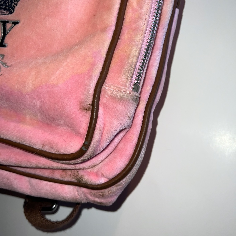 Vintage Rare Pink Juicy Couture Backpack Velour Purse Shoulder Bag y2k preloved - Picture 13 of 15